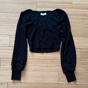 Babaton Black Long Sleeve Crop Top